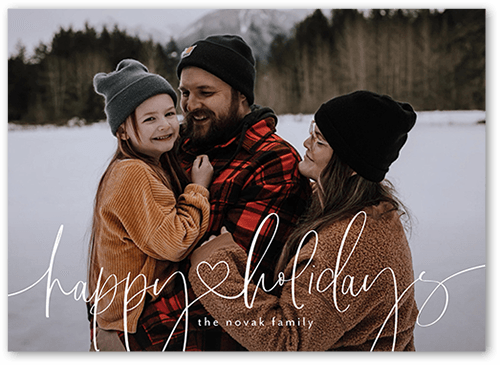 Loving Festive Script Holiday Card, White, 5x7 Flat, Holiday, Luxe Double-Thick Cardstock, Square