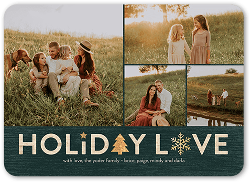 Rustic Winter Icons Holiday Card, Blue, 5x7 Flat, Holiday, 100% Recycled Cardstock , Rounded, Lake