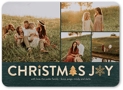 Rustic Winter Icons Holiday Card, Blue, 5x7 Flat, Christmas, Standard Smooth Cardstock, Rounded, Lake