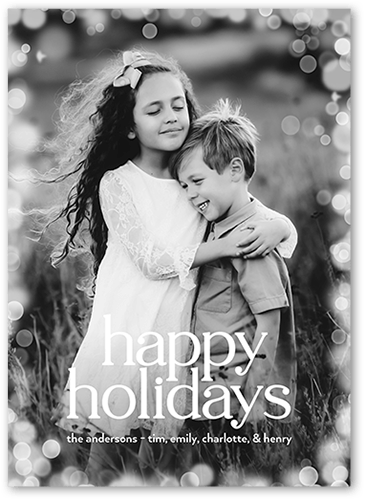 Confetti Bokeh Holiday Card, none, White, 5x7 Flat, Holiday, Pearl Shimmer Cardstock, Square