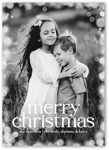 Confetti Bokeh Holiday Card, none, White, 5x7 Flat, Christmas, Pearl Shimmer Cardstock, Square, White