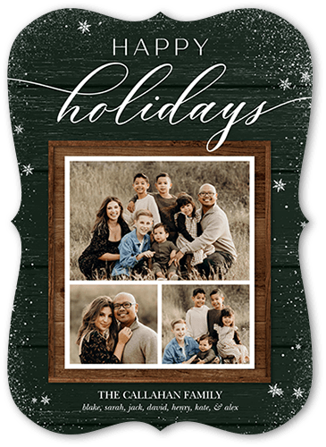 Wooden Picture Frame Holiday Card, Green, 5x7, Holiday, Pearl Shimmer Cardstock, Bracket