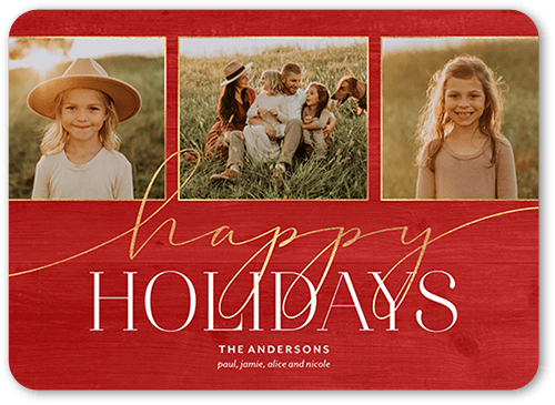 Elegant Accents Holiday Card, Red, 5x7 Flat, Holiday, Matte, Signature Smooth Cardstock, Rounded, Red