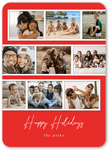 Filmstrip Sequence Holiday Card, Red, 5x7 Flat, Holiday, Standard Smooth Cardstock, Rounded