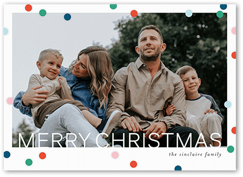 Modern Polka Dot Holiday Card, Green, 5x7 Flat, Christmas, 100% Recycled Cardstock , Square, Green