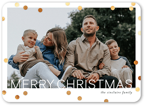 Modern Polka Dot Holiday Card, White, 5x7 Flat, Christmas, Standard Smooth Cardstock, Rounded, White