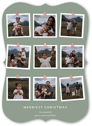 Joyous Moments Collage Holiday Card, Green, 5x7, Christmas, Pearl Shimmer Cardstock, Bracket