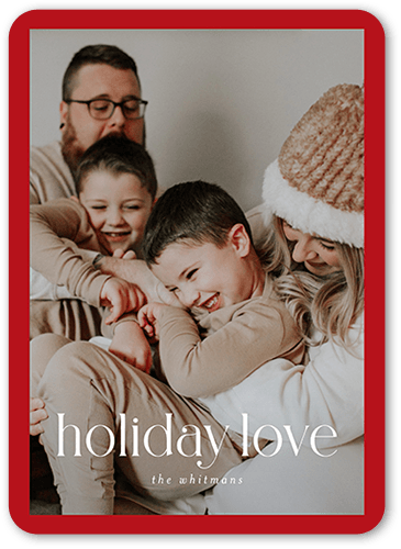 Minimalist Photo Frame Holiday Card, Red, 5x7 Flat, Holiday, Pearl Shimmer Cardstock, Rounded