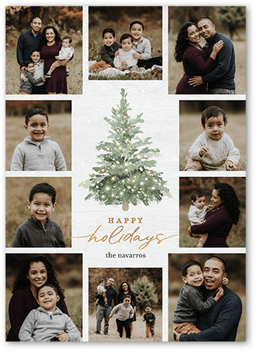 Watercolor Tree Holiday Card, White, 5x7 Flat, Holiday, 100% Recycled Cardstock , Square