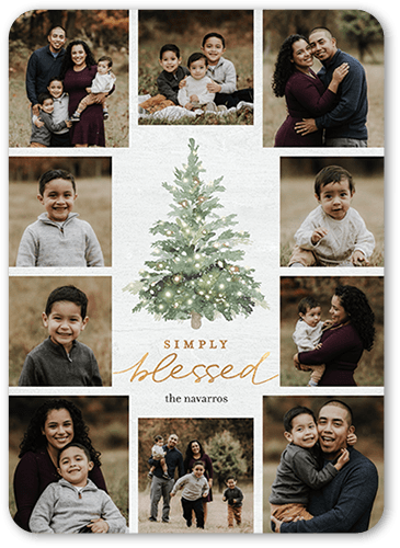 Watercolor Tree Holiday Card, White, 5x7 Flat, Religious, 100% Recycled Cardstock , Rounded, White