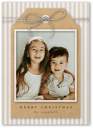 Festive Gift Tag Holiday Card, Beige, 5x7 Flat, Write Your Own, Matte, Signature Smooth Cardstock, Square