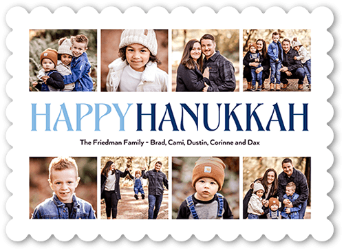 Nouveau Collage Holiday Card, White, 5x7 Flat, Hanukkah, Matte, Signature Smooth Cardstock, Scallop