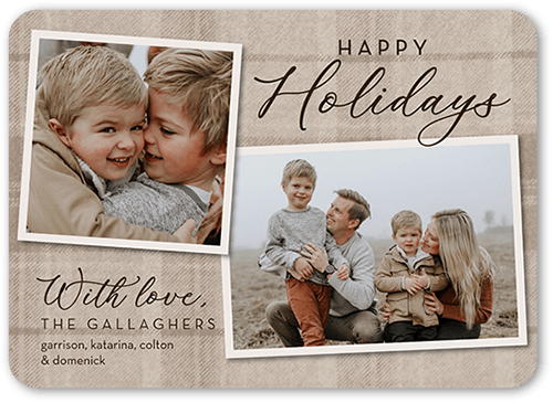 Soft Flannel Holiday Card, Beige, 5x7, Holiday, Standard Smooth Cardstock, Rounded