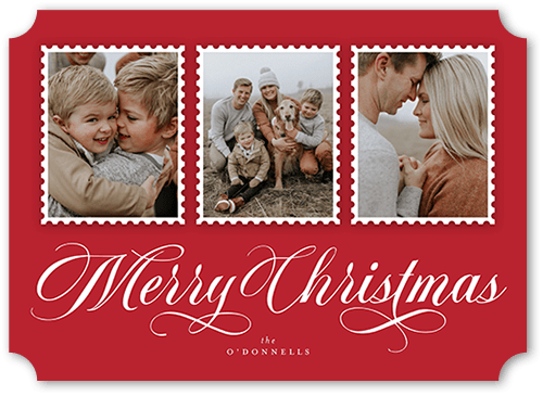 Stamp Frames Holiday Card, Red, 5x7, Christmas, Matte, Signature Smooth Cardstock, Ticket