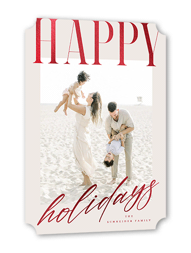 Big And Shiny Holiday Card, Grey, Red Foil, 5x7 Flat, Holiday, Pearl Shimmer Cardstock, Ticket