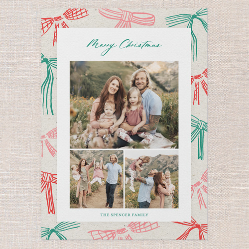 Artsy Bows Holiday Card, Green, 5x7 Flat, Christmas, Matte, Signature Smooth Cardstock, Square, Deep Sea Green