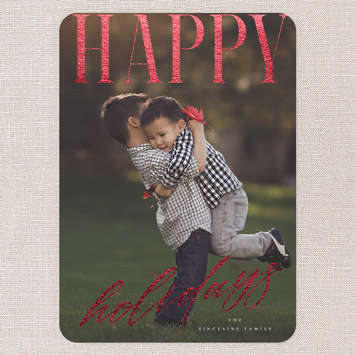 Satin Sentiments Holiday Card, Red Foil, White, 5x7 Flat, Holiday, Matte, Signature Smooth Cardstock, Rounded, White