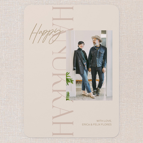 Casual Chic Holiday Card, Pink, 5x7 Flat, Hanukkah, Standard Smooth Cardstock, Rounded