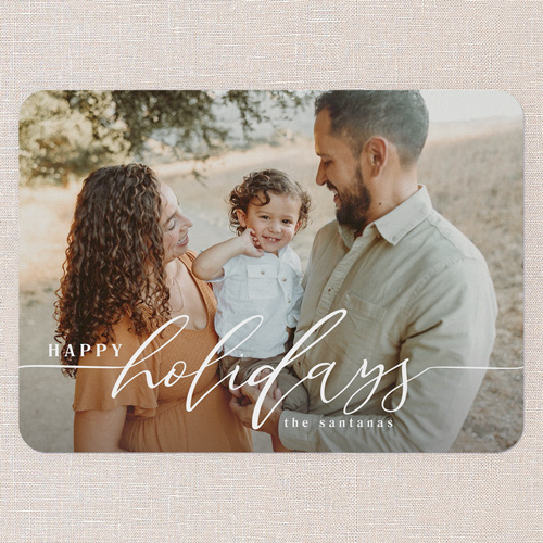 Timeless Tidings Holiday Card, White, 5x7 Flat, Holiday, Pearl Shimmer Cardstock, Rounded, White