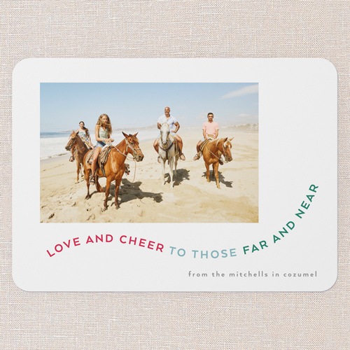 Wavy Tidings Holiday Card, White, 5x7 Flat, Holiday, Pearl Shimmer Cardstock, Rounded