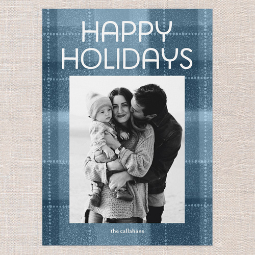 Cozy Plaid Greetings Holiday Card, Blue, 5x7 Flat, Holiday, Matte, Signature Smooth Cardstock, Square, Deep Blue