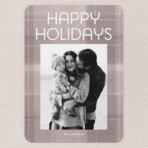 Cozy Plaid Greetings Holiday Card, Grey, 5x7 Flat, Holiday, Standard Smooth Cardstock, Rounded