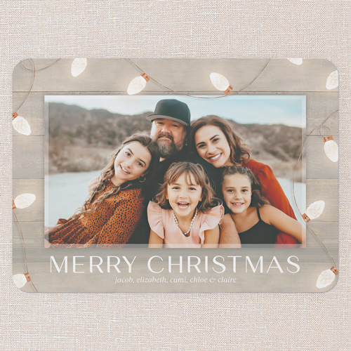 Classic String Lights Holiday Card, Beige, 5x7 Flat, Christmas, 100% Recycled Cardstock , Rounded, Wheat