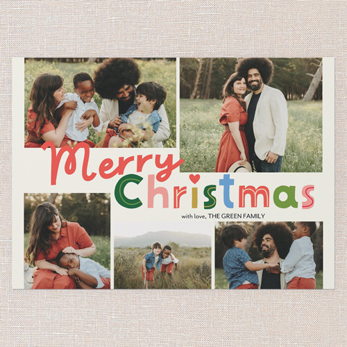 Cheerful Colors Holiday Card, White, 5x7 Flat, Christmas, Luxe Double-Thick Cardstock, Square, White