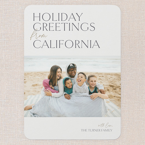 Chic Holiday Tidings Holiday Card, White, 5x7 Flat, Write Your Own, Standard Smooth Cardstock, Rounded