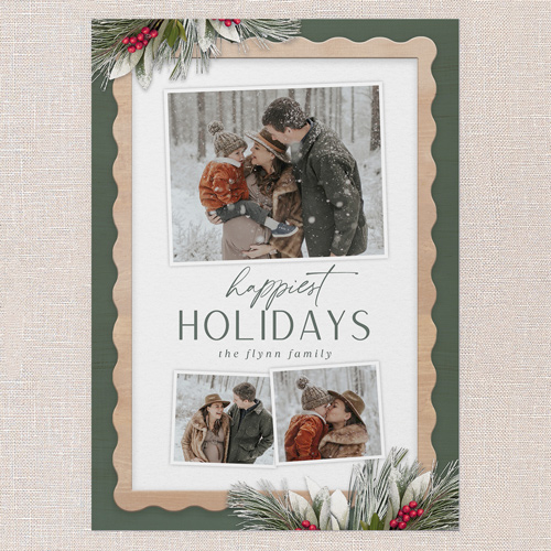 Captivating Classic Holiday Card, Green, 5x7 Flat, Holiday, Pearl Shimmer Cardstock, Square