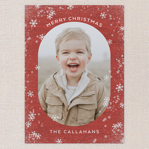 Charming Snowflake Delight Holiday Card, Red, 5x7 Flat, Christmas, Matte, Signature Smooth Cardstock, Square