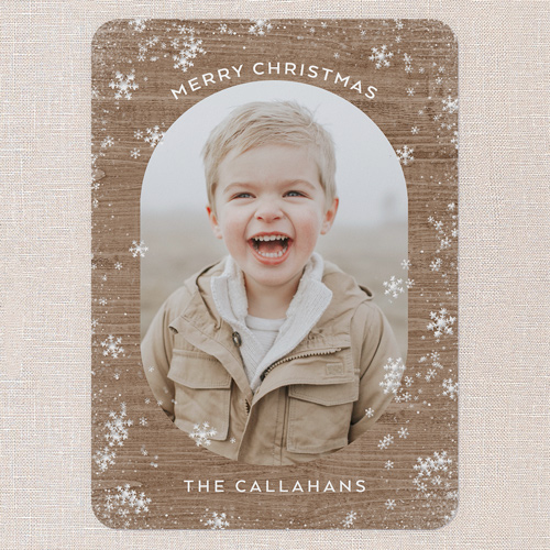 Charming Snowflake Delight Holiday Card, Brown, 5x7 Flat, Christmas, Standard Smooth Cardstock, Rounded