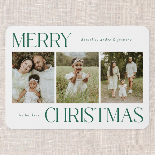 Simplistic Style Holiday Card, White, 5x7 Flat, Christmas, Pearl Shimmer Cardstock, Rounded, White