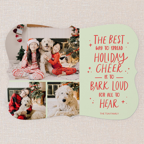 Canine Cheer Holiday Card, Green, 5x7 Flat, Holiday, Matte, Signature Smooth Cardstock, Bracket