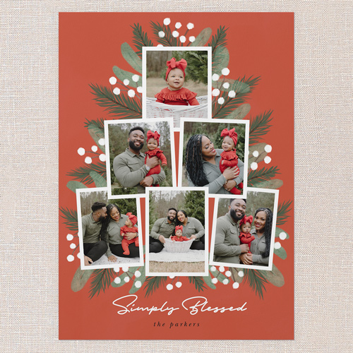 Lush Greenery Greetings Holiday Card, Red, 5x7 Flat, Religious, Standard Smooth Cardstock, Square, Red