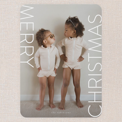 Modern Holiday Charm Holiday Card, White, 5x7 Flat, Christmas, 100% Recycled Cardstock , Rounded