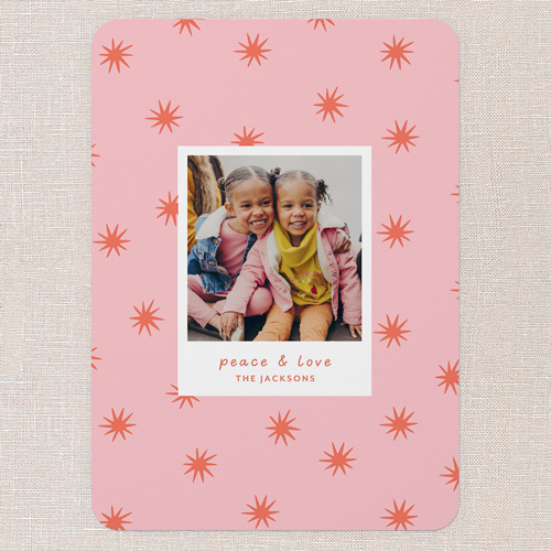 Starburst Smiles Holiday Card, Pink, 5x7 Flat, Holiday, 100% Recycled Cardstock ?, Rounded