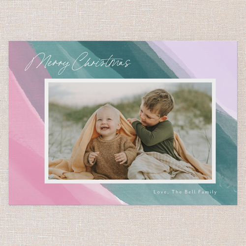 Sugarplum Brushwork Holiday Card, Pink, 5x7 Flat, Christmas, Standard Smooth Cardstock, Square