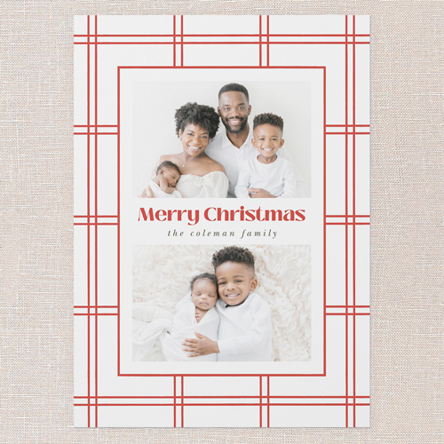 Windowpane Wishes Holiday Card, Red, 5x7 Flat, Christmas, Matte, Signature Smooth Cardstock, Square