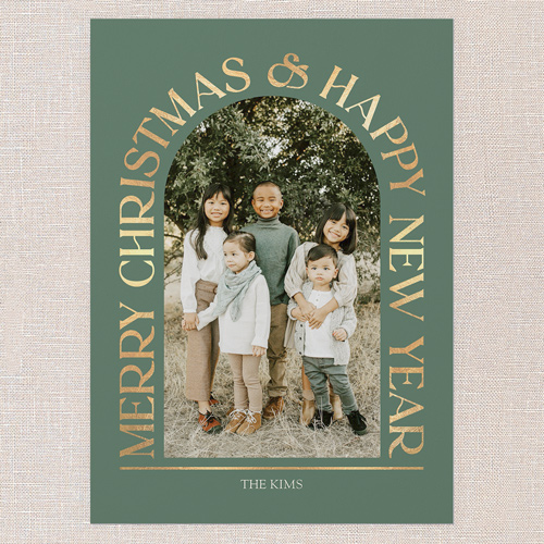 Arch Deco Holiday Card, Green, 5x7 Flat, Christmas, 100% Recycled Cardstock , Square, Avocado