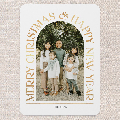 Arch Deco Holiday Card, White, 5x7 Flat, Christmas, Standard Smooth Cardstock, Rounded, White
