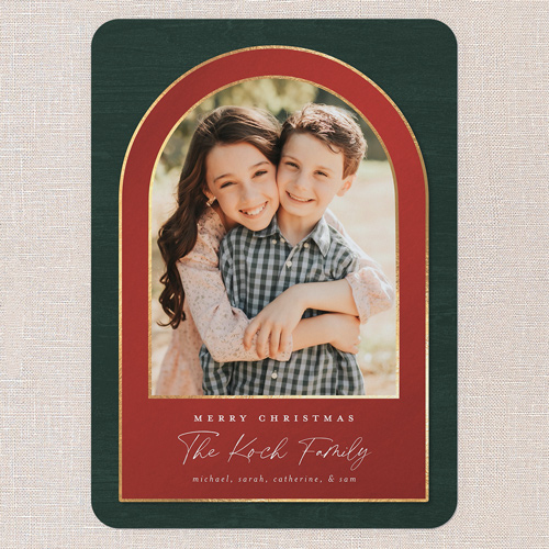 Cozy Arch Holiday Card, Green, 5x7 Flat, Christmas, Matte, Signature Smooth Cardstock, Rounded, Seaweed