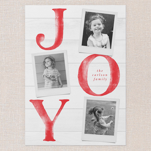 Joy Motif Holiday Card, White, 5x7 Flat, Holiday, 100% Recycled Cardstock ?, Square