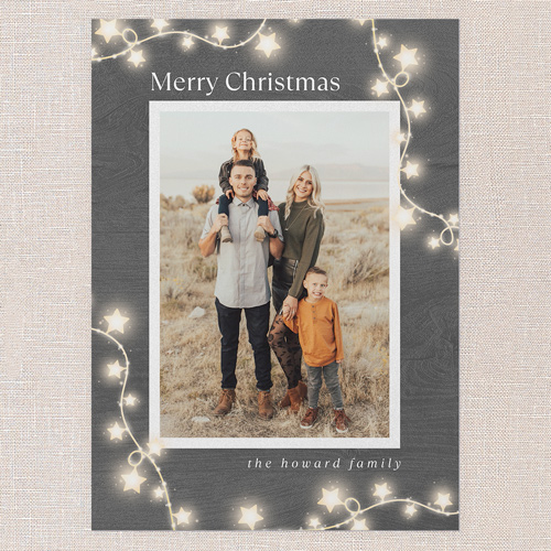 Star Lit Holiday Card, Black, 5x7 Flat, Write Your Own, 100% Recycled Cardstock , Square, Black