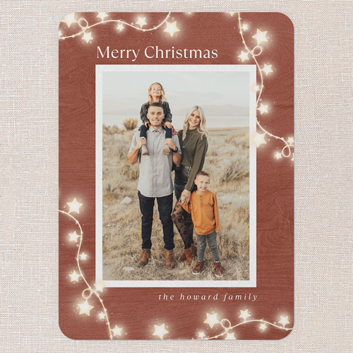 Star Lit Holiday Card, Red, 5x7 Flat, Write Your Own, Matte, Signature Smooth Cardstock, Rounded