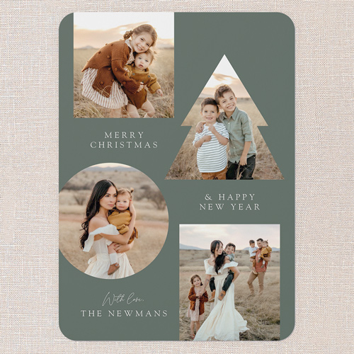 Pine Shapes Holiday Card, Green, 5x7 Flat, Write Your Own, 100% Recycled Cardstock , Rounded, Green