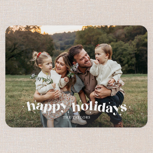 Merry Charm Holiday Card, White, 5x7 Flat, Holiday, 100% Recycled Cardstock , Rounded, White