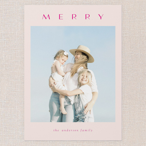 Minimal Magic Holiday Card, Pink, 5x7 Flat, Christmas, Standard Smooth Cardstock, Square, Chenille