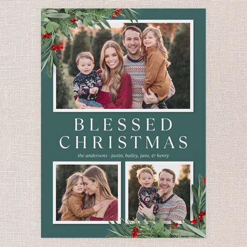 Botanical Basics Holiday Card, Green, 5x7 Flat, Religious, 100% Recycled Cardstock , Square, Seaweed