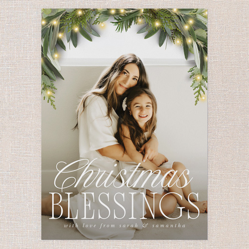 Glowy Botanical Holiday Card, White, 5x7 Flat, Religious, Pearl Shimmer Cardstock, Square, White